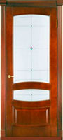 <b>Межкомнатная дверь: Валенсия (темный дуб)</b><br><b>Комплектация:</b> дверное полотно, коробка с уплотнителем, коробка с уплотнителем фигурная, наличник, доборная доска 100, 150, 200 мм, доборная доска фигурная 100, 150, 200 мм, планка накладная, капитель, витраж (вставлен в остекленное дверное полотно).<br>60, 70, 80, 90х200см; <br>