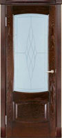 <b>Межкомнатная дверь: Антик (темный дуб)</b><br><b>Комплектация:</b> дверное полотно, коробка с уплотнителем, коробка с уплотнителем фигурная, наличник, доборная доска 100, 150, 200 мм, доборная доска фигурная 100, 150, 200 мм, планка накладная, капитель, витраж (вставлен в остекленное дверное полотно).<br>60, 70, 80, 90х200см; <br>